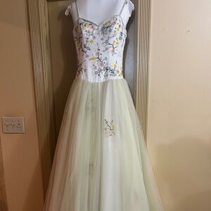 Joli white sequin bodice ball gown prom dress